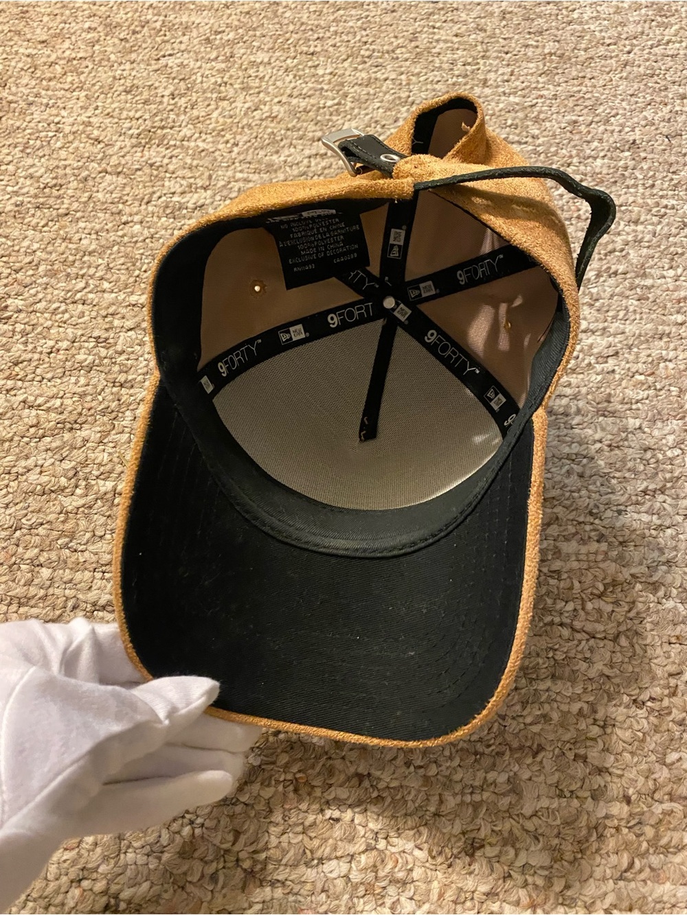 New-Mustard Suede Baseball Cap with Black 'A' Logo (Atlanta) - Picture 2 of 4